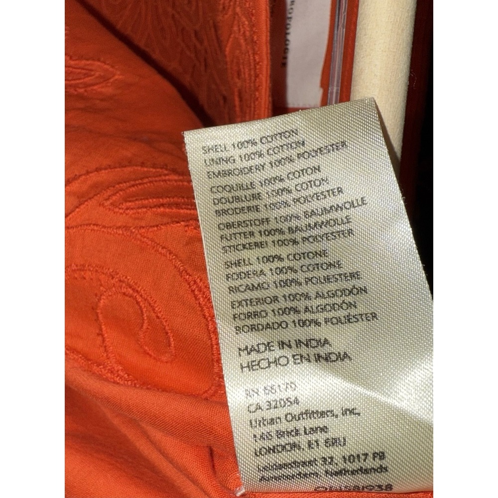 By Anthropologie Blouse Womens Small‎ Orange Embroidery Cutwork Peasant Bohemian - Picture 5 of 9